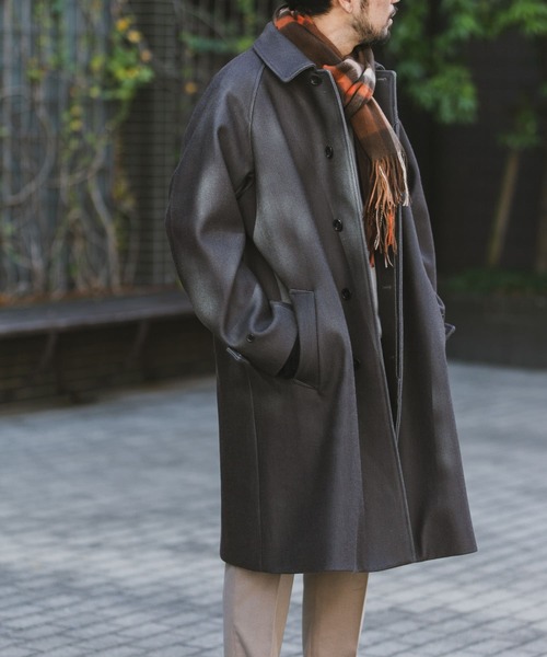 URBAN RESEARCH DOORS（アーバンリサーチドアーズ）の「ニットメルトン バルマカンコート（ステンカラーコート・メンズ・チャコールグレー/ブラック/ブルー系その他/ブラウン・MEDIUM/LARGE）」の14枚目の写真