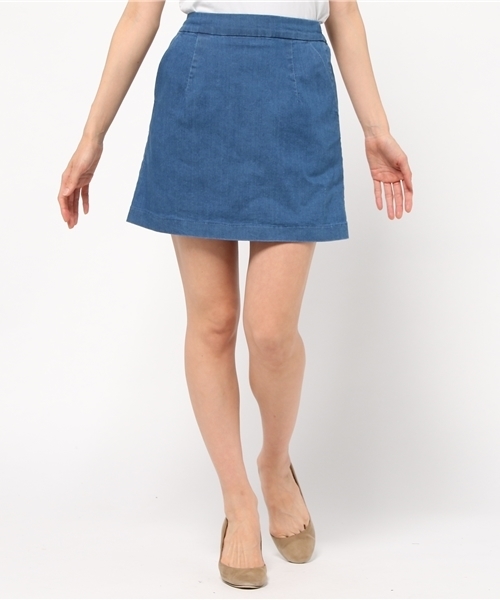 Chico（チコ）の「デニムイージーBOXスカート（スカート・レディース・ブルー/インディゴブルー・FREE）」の3枚目の写真