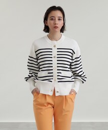 INDIVI | 【オーガニックコットン】ボーダーニットカーディガン(カーディガン/ボレロ)