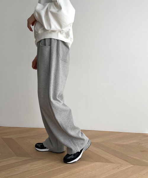 CANAL JEAN(キャナルジーン)の「RED CHOP WORKS(レッドチョップワークス) ダブルフェイスカーブパンツ(スウェットパンツ・レディース・ブラック/オフホワイト/グレー・38)」の17枚目の写真