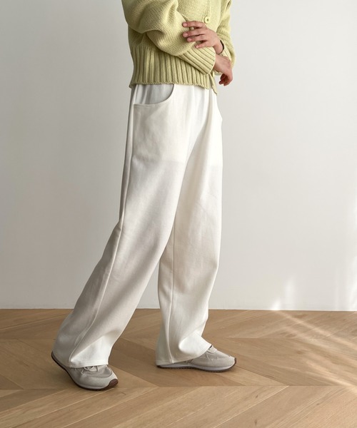 CANAL JEAN(キャナルジーン)の「RED CHOP WORKS(レッドチョップワークス) ダブルフェイスカーブパンツ(スウェットパンツ・レディース・ブラック/オフホワイト/グレー・38)」の11枚目の写真