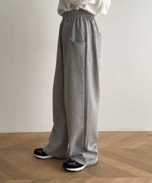 CANAL JEAN(キャナルジーン)の「RED CHOP WORKS(レッドチョップワークス) ダブルフェイスカーブパンツ(スウェットパンツ・レディース・ブラック/オフホワイト/グレー・38)」の8枚目の写真