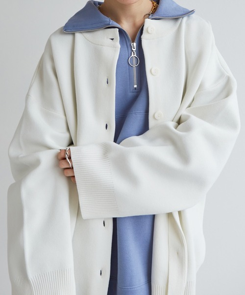 w closet(ダブルクローゼット)の「【前後2WAY】クルーネックカーディガン(カーディガン/ボレロ・レディース・ピンク系その他/ホワイト×ブルー/オフホワイト/ブルー/ピンク・FREE)」の10枚目の写真