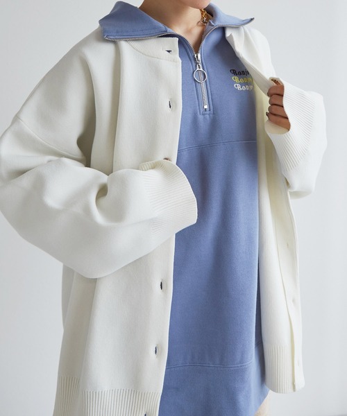 w closet(ダブルクローゼット)の「【前後2WAY】クルーネックカーディガン(カーディガン/ボレロ・レディース・ピンク系その他/ホワイト×ブルー/オフホワイト/ブルー/ピンク・FREE)」の17枚目の写真