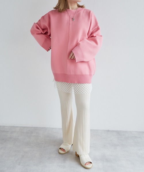 w closet(ダブルクローゼット)の「【前後2WAY】クルーネックカーディガン(カーディガン/ボレロ・レディース・ピンク系その他/ホワイト×ブルー/オフホワイト/ブルー/ピンク・FREE)」の18枚目の写真