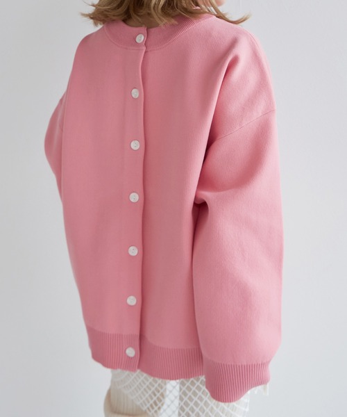 w closet(ダブルクローゼット)の「【前後2WAY】クルーネックカーディガン(カーディガン/ボレロ・レディース・ピンク系その他/ホワイト×ブルー/オフホワイト/ブルー/ピンク・FREE)」の20枚目の写真