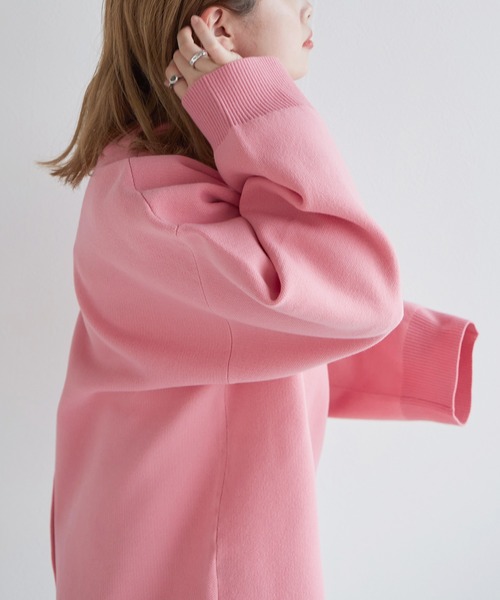 w closet(ダブルクローゼット)の「【前後2WAY】クルーネックカーディガン(カーディガン/ボレロ・レディース・ピンク系その他/ホワイト×ブルー/オフホワイト/ブルー/ピンク・FREE)」の22枚目の写真