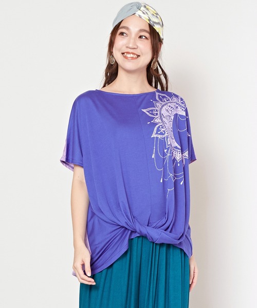 チャイハネ(チャイハネ)の「【チャイハネ】ネイタツイストトップス(Tシャツ/カットソー・レディース・パープル/レッド/ホワイト・FREE)」の3枚目の写真