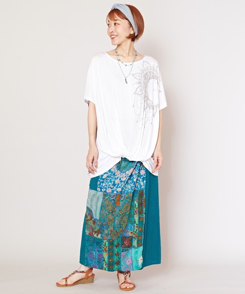 チャイハネ(チャイハネ)の「【チャイハネ】ネイタツイストトップス(Tシャツ/カットソー・レディース・パープル/レッド/ホワイト・FREE)」の19枚目の写真