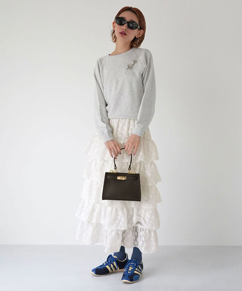 SLOBE citron.（スローブシトロン）の「SLOBE citron.フラワーオーガンジーフリルスカート（スカート・レディース・ホワイト・FREE）」の2枚目の写真