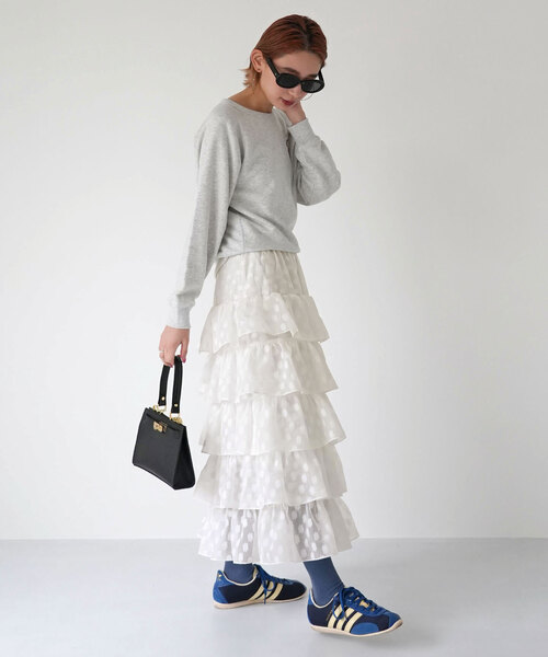 SLOBE citron.（スローブシトロン）の「SLOBE citron.フラワーオーガンジーフリルスカート（スカート・レディース・ホワイト・FREE）」の4枚目の写真