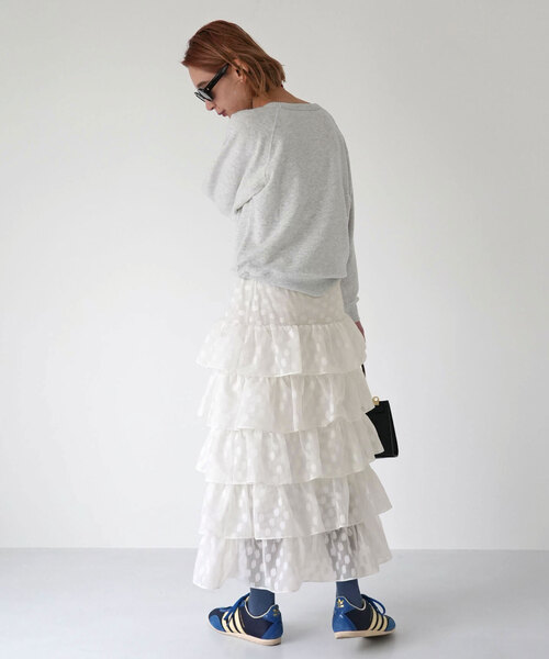 SLOBE citron.（スローブシトロン）の「SLOBE citron.フラワーオーガンジーフリルスカート（スカート・レディース・ホワイト・FREE）」の5枚目の写真