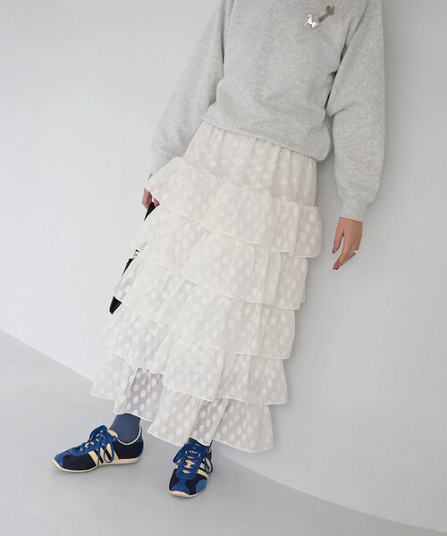 SLOBE citron.（スローブシトロン）の「SLOBE citron.フラワーオーガンジーフリルスカート（スカート・レディース・ホワイト・FREE）」の7枚目の写真