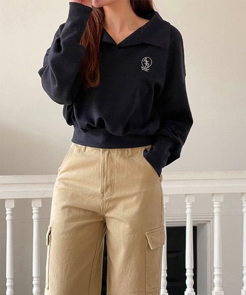 SONA（ソナ）の「SONA ASH刺繍セミクロップトレーナー（スウェット・レディース・ネイビー/グレー系その他・FREE）」の10枚目の写真