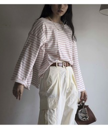 Yucca | ボーダーフレアスリーブT(Tシャツ/カットソー)