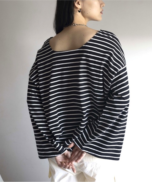 Yucca(ユッカ)の「ボーダーフレアスリーブT(Tシャツ/カットソー・レディース・ブラック/オフホワイト/ピンク・FREE)」の16枚目の写真