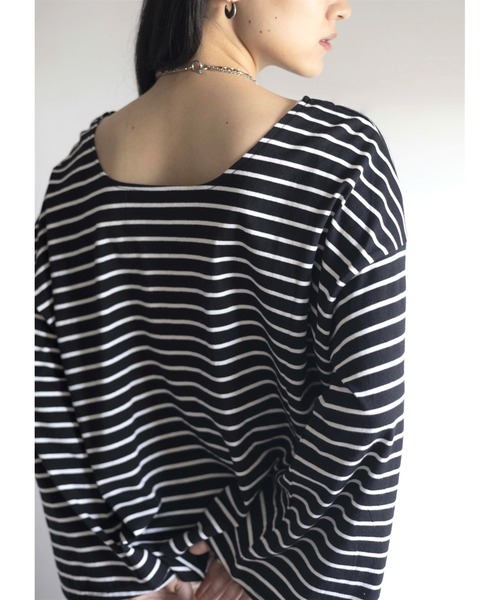 Yucca(ユッカ)の「ボーダーフレアスリーブT(Tシャツ/カットソー・レディース・ブラック/オフホワイト/ピンク・FREE)」の17枚目の写真