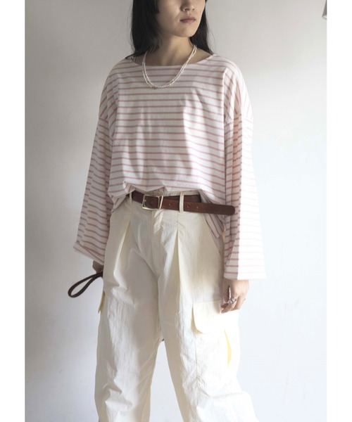 Yucca(ユッカ)の「ボーダーフレアスリーブT(Tシャツ/カットソー・レディース・ブラック/オフホワイト/ピンク・FREE)」の18枚目の写真