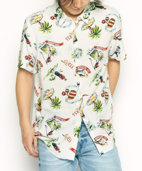 Guess(ゲス)の「Eco Rayon Shirt 半袖 シャツ(シャツ/ブラウス・メンズ・ホワイト・LARGE/X-LARGE/MEDIUM/SMALL)」の5枚目の写真