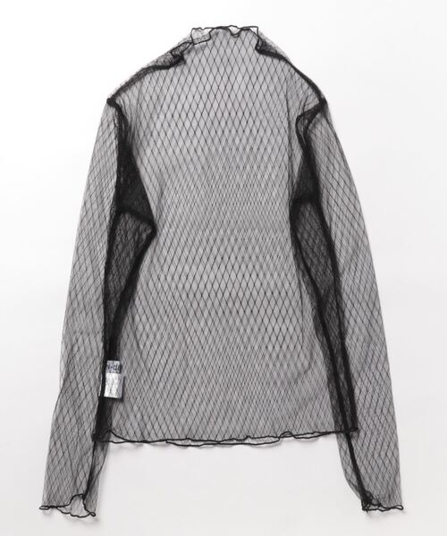 i-dare(アイディア)の「【i-dare】ダイヤ柄 格子柄 シースルー シアー トップス(Tシャツ/カットソー・レディース・アイボリー/ホワイト/ブラック・FREE)」の5枚目の写真