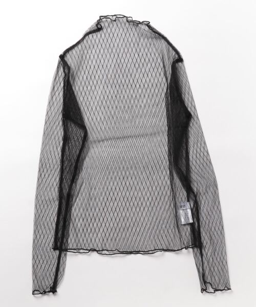 i-dare(アイディア)の「【i-dare】ダイヤ柄 格子柄 シースルー シアー トップス(Tシャツ/カットソー・レディース・アイボリー/ホワイト/ブラック・FREE)」の9枚目の写真