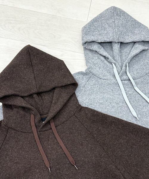 KIIT（キート）の「KIIT キート / HOODIE TOPS フーディートップス（セットアップ） ニットパーカー / KIP-T96-100（パーカー・メンズ・ミックスグレー/ブラウン・2/1/3）」の11枚目の写真