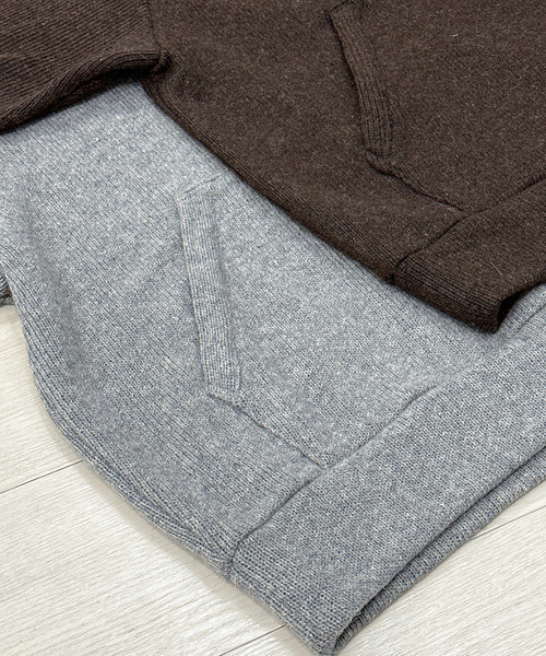 KIIT（キート）の「KIIT キート / HOODIE TOPS フーディートップス（セットアップ） ニットパーカー / KIP-T96-100（パーカー・メンズ・ミックスグレー/ブラウン・2/1/3）」の6枚目の写真