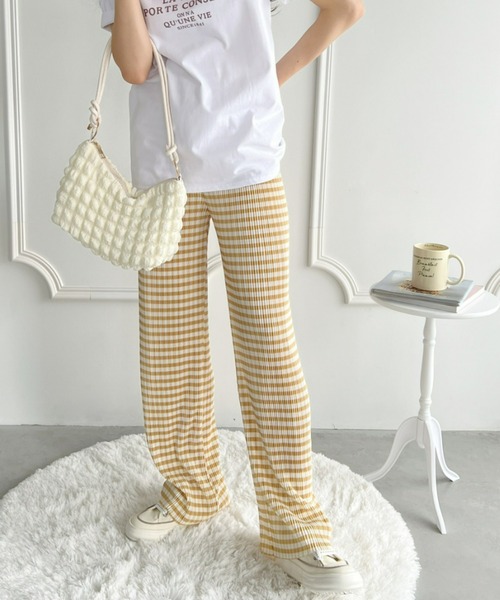 Loueme（ルエム）の「ギンガムチェックプリーツパンツ（その他パンツ