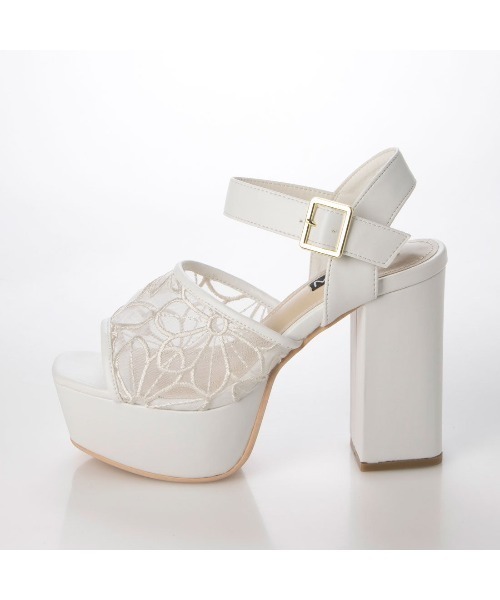 Mafmof（マフモフ）の「Mafmof(マフモフ)シースルーフラワーヒールサンダル（サンダル・レディース・ベージュ/グレー/ブラック/ホワイト・L/M/LL/S）」の11枚目の写真