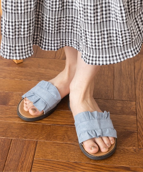 Miniministore(ミニミニストア)の「フリルデザイン フラットサンダル(サンダル・レディース・ベージュ/ライトブルー/イエロー/ブラック・36/35/37/38/39)」の20枚目の写真