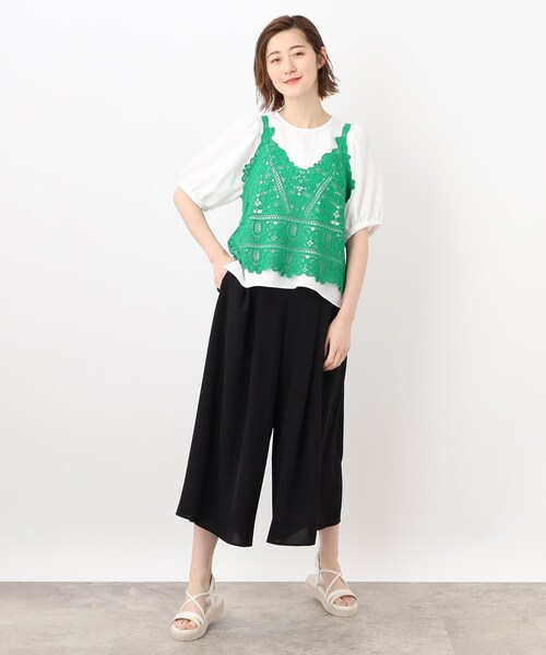 grove（グローブ）の「◆1枚でおしゃれに決まる。ブラウスキャミセット（シャツ/ブラウス・レディース・ブラック/ライトベージュ/ダークグリーン・02/03/01）」の7枚目の写真