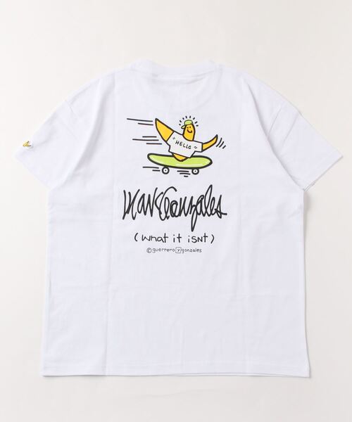 (What it isNt)ART BY MARKGONZALES(ワットイットイズント)の「(What it isNt)ART BY MARKGONZALES/ワット イット イズント マークゴンザレス Tシャツ 2H7-13398(Tシャツ/カットソー・レディース・ホワイト/イエロー/オレンジ・M/L)」の2枚目の写真