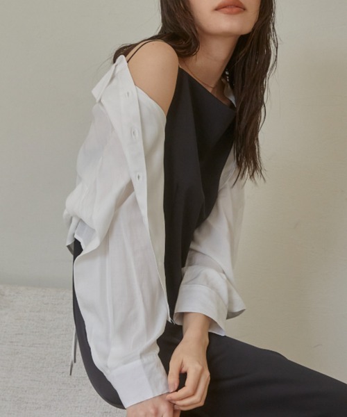 ACYM(アシーム)の「Back tie loose mini シャツ(シャツ/ブラウス・レディース・ブルー/ホワイト・FREE)」の9枚目の写真