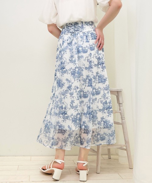 美品 45rpm R 花柄 ネイビー ロングスカート インディゴ 藍染 スカート