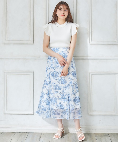 INGNI(イング)の「モノトーン花柄シアーBACKレースUPマーメイドスカート(スカート・レディース・ホワイト×ネイビー/ホワイト×ブラック・FREE)」の20枚目の写真