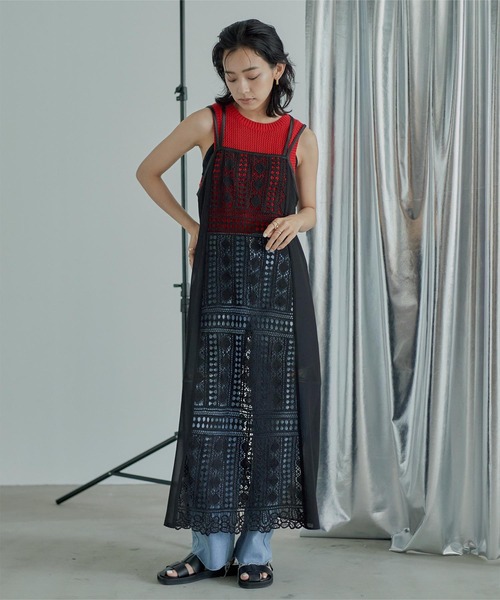 miette（ミエット）の「バッククロスレースキャミソールワンピース（ワンピース・レディース・ブラック/オレンジ・FREE）」の2枚目の写真