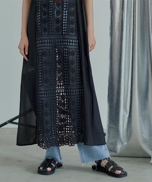 miette（ミエット）の「バッククロスレースキャミソールワンピース（ワンピース・レディース・ブラック/オレンジ・FREE）」の5枚目の写真