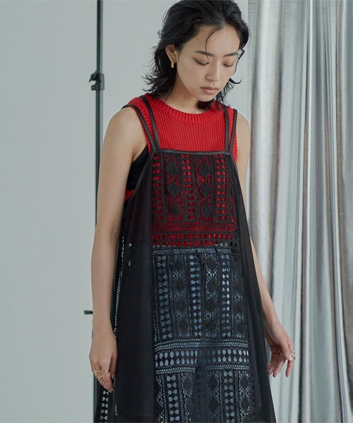 miette（ミエット）の「バッククロスレースキャミソールワンピース（ワンピース・レディース・ブラック/オレンジ・FREE）」の12枚目の写真