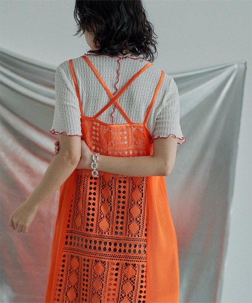 miette（ミエット）の「バッククロスレースキャミソールワンピース（ワンピース・レディース・ブラック/オレンジ・FREE）」の16枚目の写真