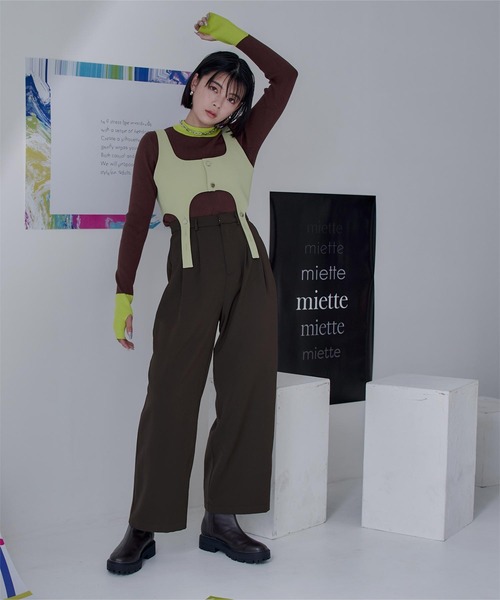 miette(ミエット)の「ビスチェオールインワン(つなぎ/オールインワン・レディース・ブルー/ブラック/パープル系その他/グリーン系その他/ピンク/グレー・FREE)」の4枚目の写真