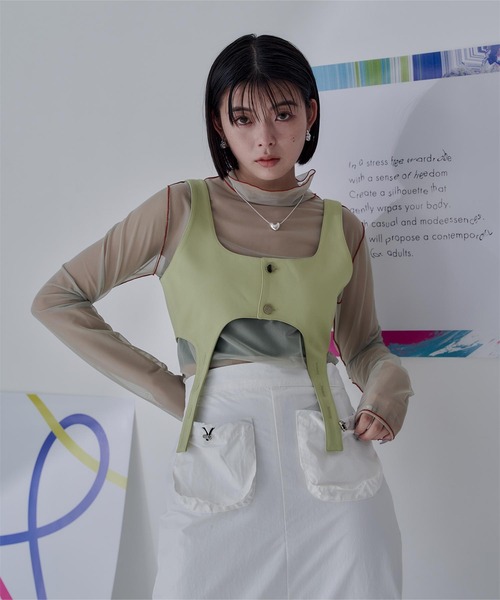 miette(ミエット)の「ビスチェオールインワン(つなぎ/オールインワン・レディース・ブルー/ブラック/パープル系その他/グリーン系その他/ピンク/グレー・FREE)」の7枚目の写真