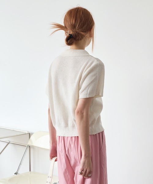 UNE MANSION(ユヌマンション)の「【MDおすすめ大人気アイテム!】カラーネック半袖リブニットカーディガン(カーディガン/ボレロ・レディース・スカイブルー/ブラック/ベージュ/グレー/ピンク・FREE)」の15枚目の写真