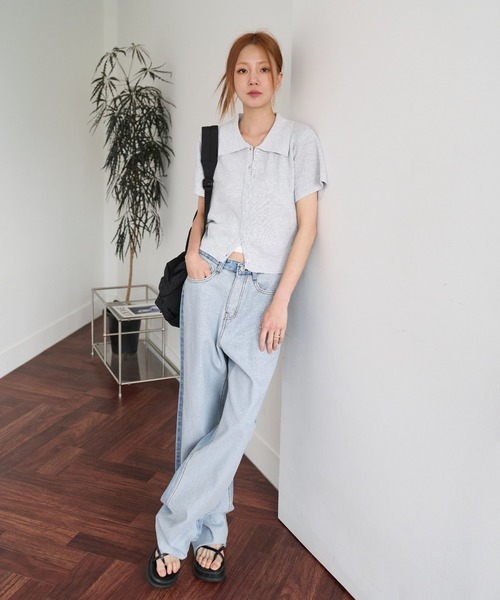 UNE MANSION(ユヌマンション)の「【MDおすすめ大人気アイテム!】カラーネック半袖リブニットカーディガン(カーディガン/ボレロ・レディース・スカイブルー/ブラック/ベージュ/グレー/ピンク・FREE)」の18枚目の写真