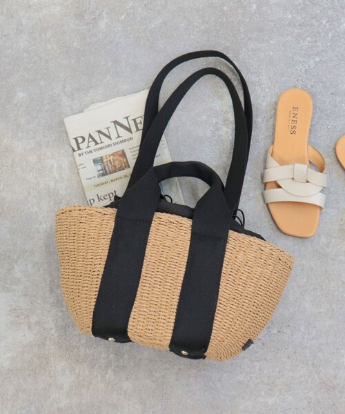 fredy emue(フレディエミュ)の「2タイプハンドルかごバッグ(かごバッグ・レディース・ブラック/ブルー/グリーン・FREE)」の2枚目の写真