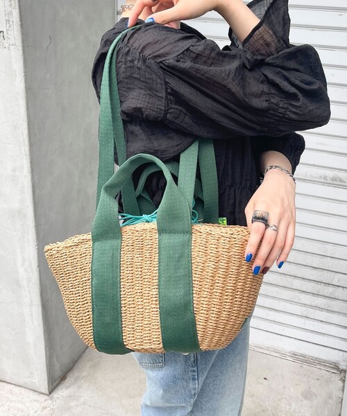 fredy emue(フレディエミュ)の「2タイプハンドルかごバッグ(かごバッグ・レディース・ブラック/ブルー/グリーン・FREE)」の6枚目の写真