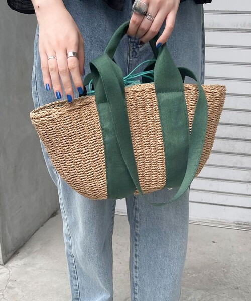 fredy emue(フレディエミュ)の「2タイプハンドルかごバッグ(かごバッグ・レディース・ブラック/ブルー/グリーン・FREE)」の9枚目の写真