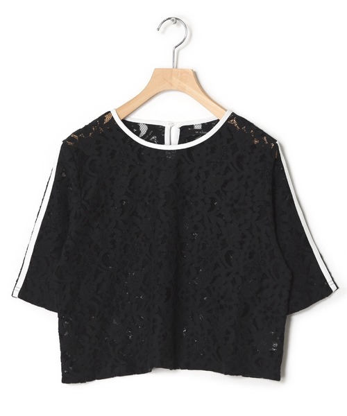 w closet(ダブルクローゼット)の「袖ラインレースプルオーバー(Tシャツ/カットソー・レディース・オフホワイト/ブラック/ブルー・FREE)」の17枚目の写真