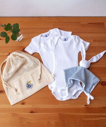 プチバトー　ハートプリント3点セット PETIT BATEAU ベビー服 ロンパース ハートプリント3点セット