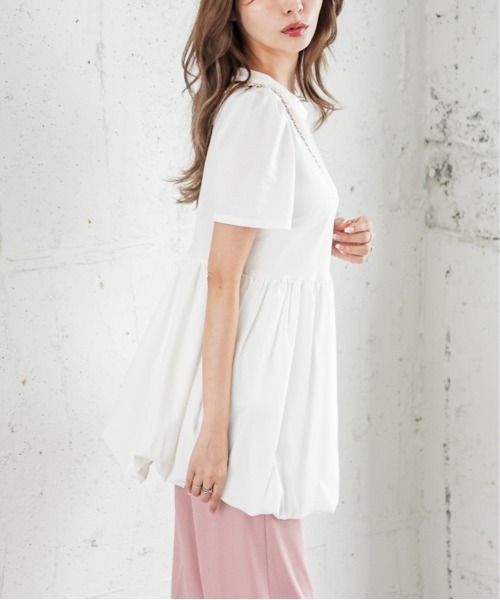 La-gemme(ラジェム)の「ドッキングバルーントップス(Tシャツ/カットソー・レディース・ブラック/ホワイト・フリー)」の6枚目の写真