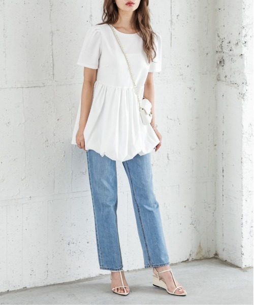La-gemme(ラジェム)の「ドッキングバルーントップス(Tシャツ/カットソー・レディース・ブラック/ホワイト・フリー)」の9枚目の写真